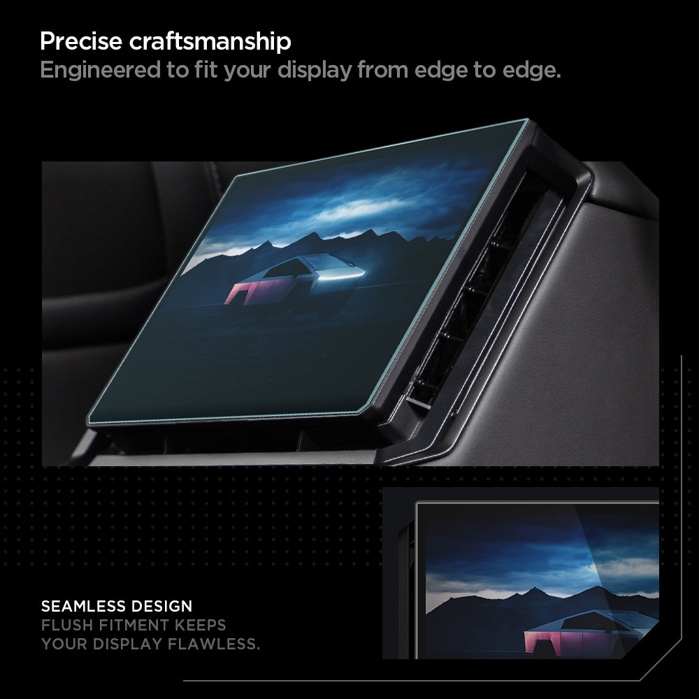 AGL07680 - Tesla Cybertruck (2024-2026) Screen Protector Glas.tR SLIM Anti-Glare (Rear) in Clear showing precise craftsmanship. Engineered to fit your display from edge to edge. Seamless design flush fitment keeps your display flawless.