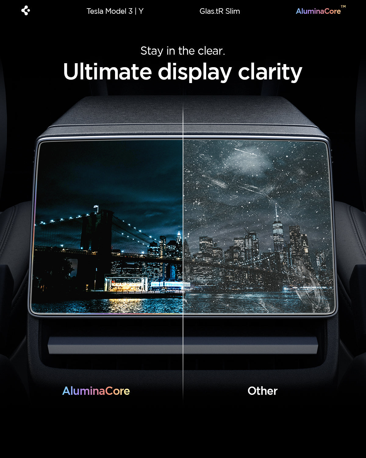AGL10655 - Tesla Series Screen Protector Glas.tR SLIM (Rear) showcasing ultimate display clarity comparison