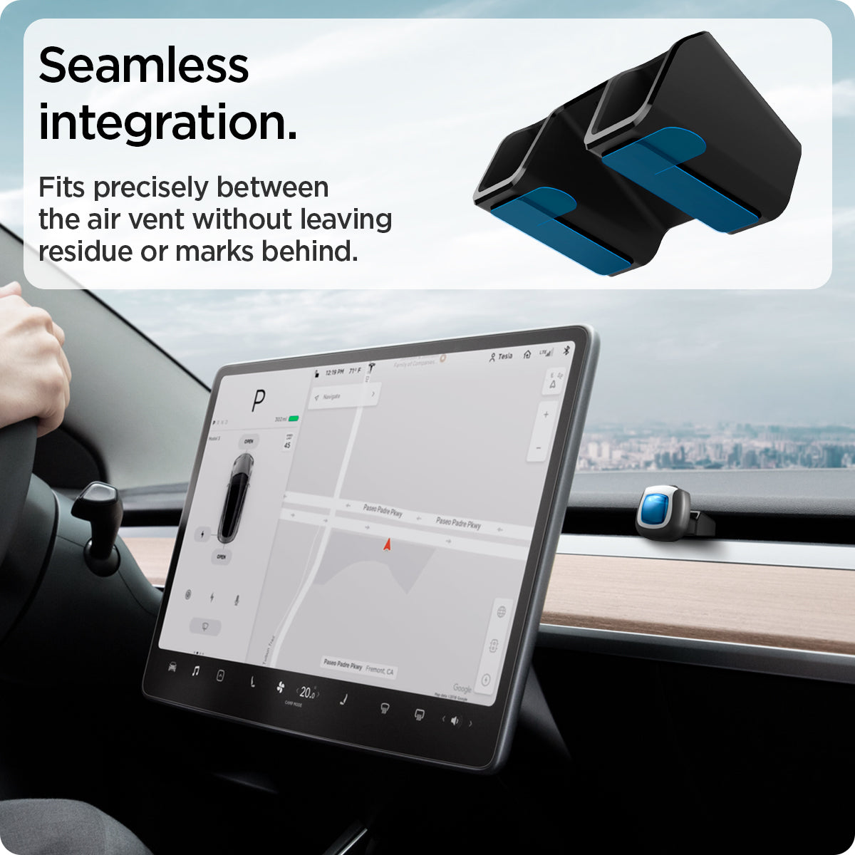 ACP05265 - Tesla Model 3 & Y Airfreshner Adapter in black showing the seamless integration design