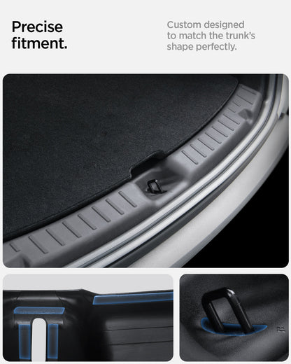 ACP09759 - Tesla Model Y Juniper Trunk Sill Guard | TG100-YJ in black showing the precise fitment