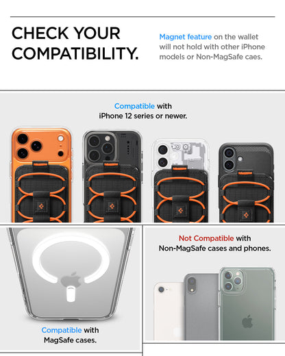 AFA10552 - Tiefit Card Holder (MagFit) in Black showing compatibility with magsafe cases