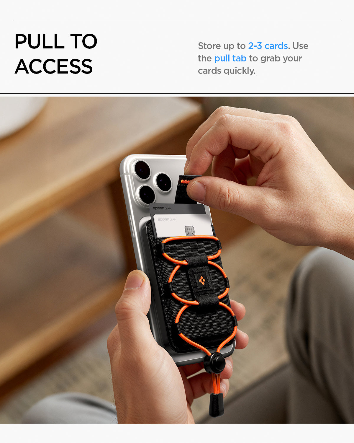 AFA10552 - Tiefit Card Holder (MagFit) in Black showing pull to access