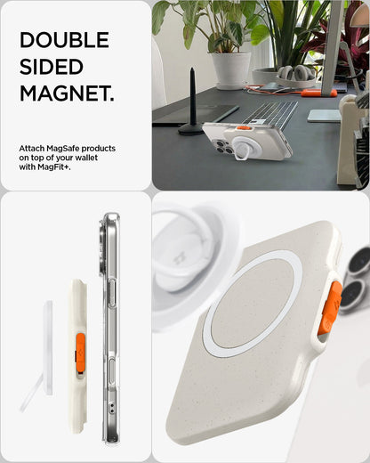 AFA07616 - MagSafe Card Holder Tintap (MagFit) in Dune Beige showing double sided magnet