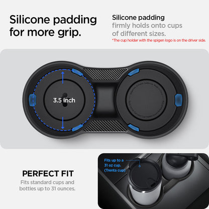 ACP07107 - Tesla Model 3 & Y Cup Holder Insert showing silicone padding for more grip