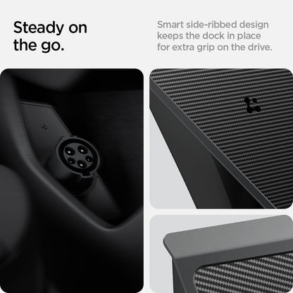 ACP08849 - Tesla Charging Adapter Door Dock TO252 in Black showing the steady on the go, smart side-ribbed design keeps the dock in place for extra grip on the drive