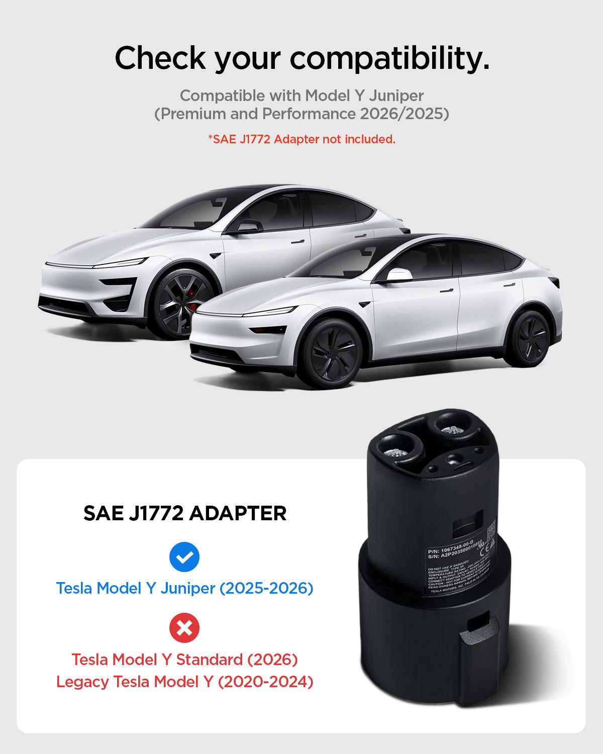 ACP11327 - Model Y Juniper (2025+) Charging Adapter Door Dock showing compatibility