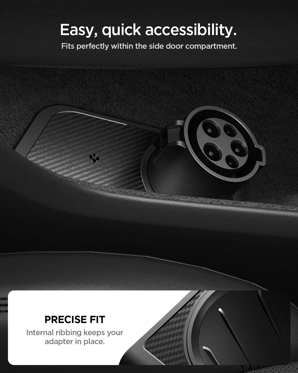 ACP11327 - Model Y Juniper (2025+) Charging Adapter Door Dock showing easy quick accessibility