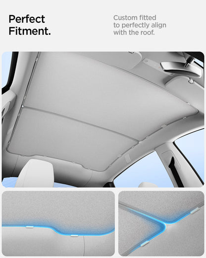 ACP09568 - Model Y (2025) CryoShade Sunroof in Gray showing the perfect fitment. Custom fitted to perfectly align with the roof