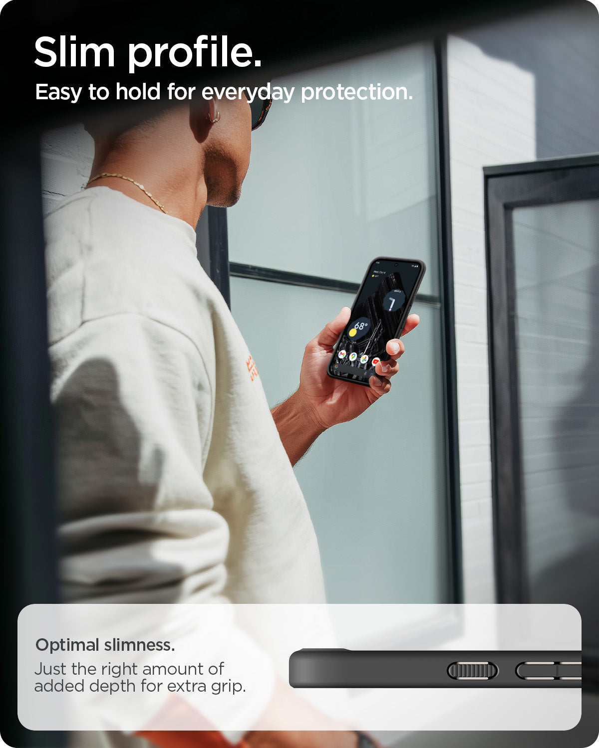ACS11278 - Pixel 10a Ultra Hybrid Metal Ring (Mag Fit) in Frost Black showing slim profile. easy to hold for everyday protection.