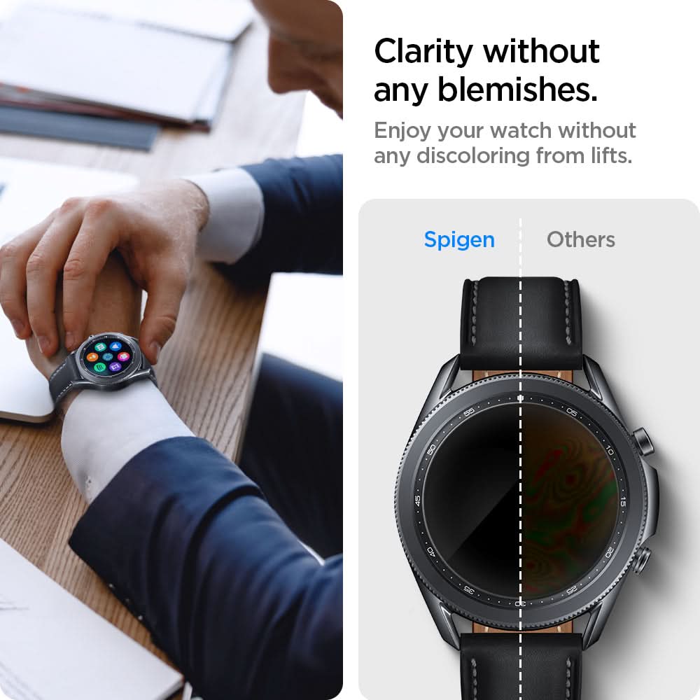 AGL01843 - Galaxy Watch 3 (45mm) Screen Protector EZ Fit GLAS.tR SLIM clarity without any blemishes. Enjoy your watch without any discoloring from lifts.
