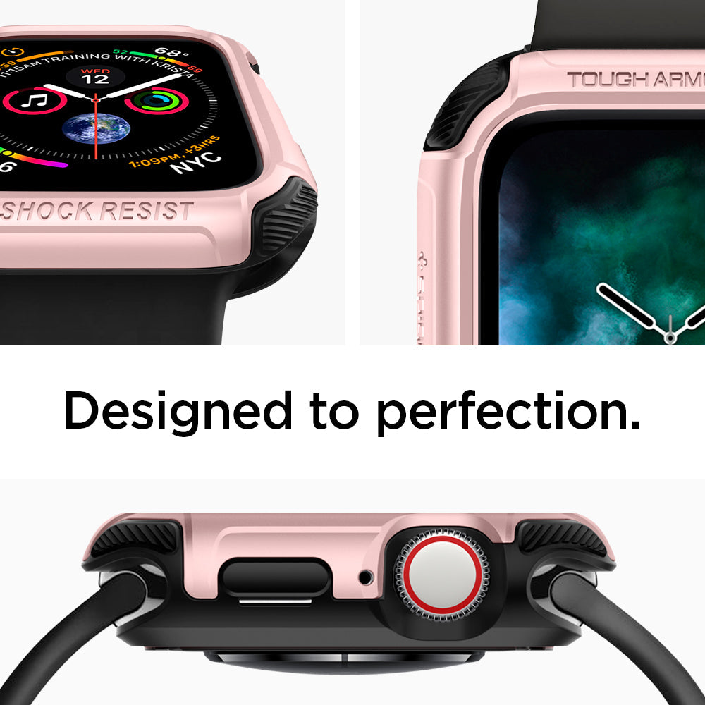 062CS24479 - Apple Watch Series (44mm) Case Tough Armor in rose gold showing side and designed to perfection.