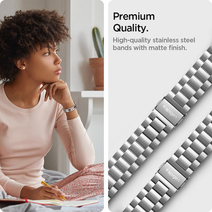 AMP03870 - Galaxy Watch 6 Band Modern Fit in silver premium quality. high quality stainless steel bands with matte finish. High quality stainless steel bands with matte finish.
