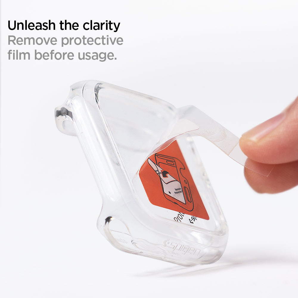 ACS00428 - Apple Watch Series (44mm) Case Ultra Hybrid in crystal clear remove protective film before usage. unleash the clarity.