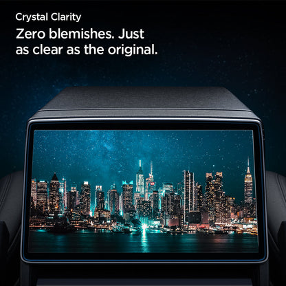 AGL07586 - Model 3 (2024-2025) Highland Screen Protector Glas.tR SLIM | Anti-Glare (Rear) in Clear showing the crystal clarity. Zero blemishes. Just as clear as the original