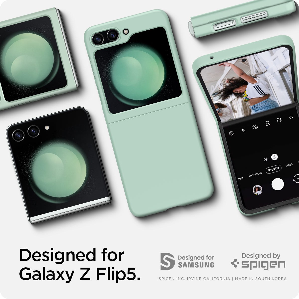 ACS06871 - Galaxy Z Flip 5 Case Air Skin in apple mint showing the compatibility only with Galaxy Z Flip 5