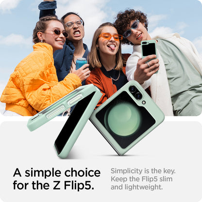 ACS06871 - Galaxy Z Flip 5 Case Air Skin in apple mint showing the simple choice for the Z Flip 5. Simplicity is the key. Keep the Flip 5 slim and lightweight