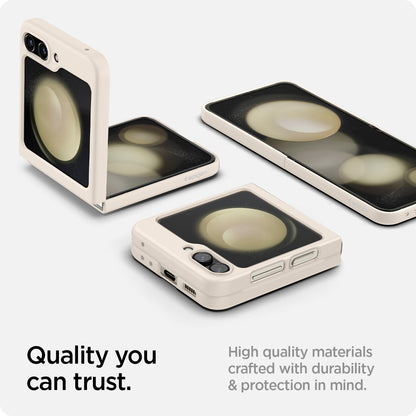 ACS06231 - Galaxy Z Flip 5 Case AirSkin in pearled ivory showing the quality you can trust. High quality materials crafted with durability & protection in mind