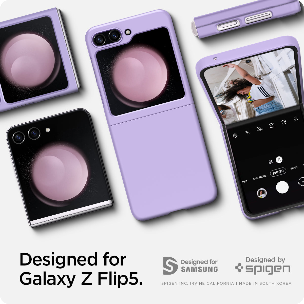 ACS06232 - Galaxy Z Flip 5 Case AirSkin in rose purple showing the compatibility only with Galaxy Z Flip 5