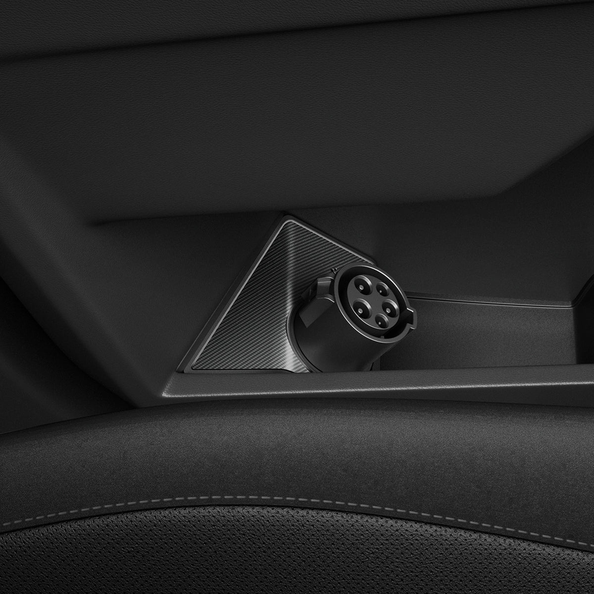 ACP09182 - Tesla cybertruck Charging Adapter Door Dock CO252 in Black showing the top and partial side