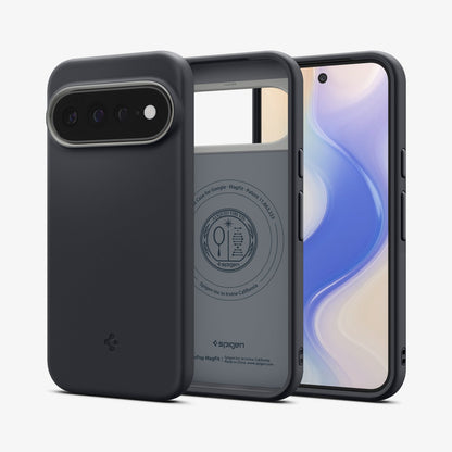 ACS11455 - Pixel 11 Pro XL Nano Pop (Mag Fit) Black Sesame front and back angled views show the slim profile, precise fit, and built in magnetic construction.