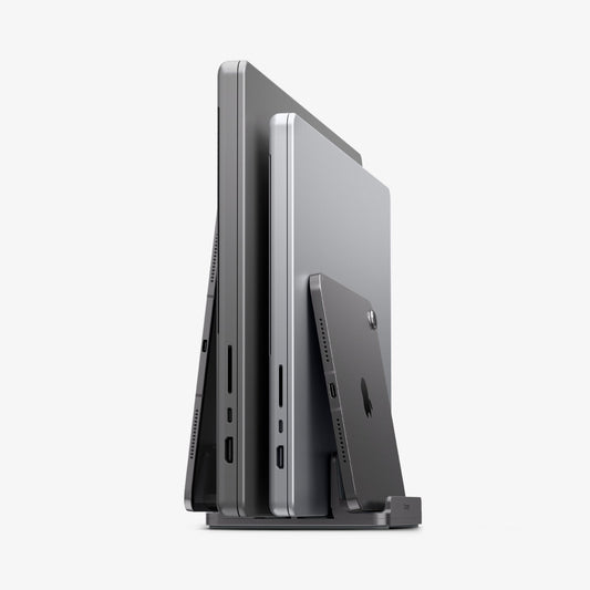 AMP10640 - Vertical Laptop Stand | LD208S4 in Space Gray showing front
