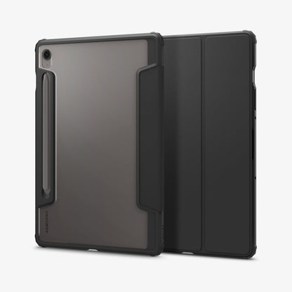 ACS09498 - Galaxy Tab S10 FE Case Ultra Hybrid Pro in Black showing the back and partial front