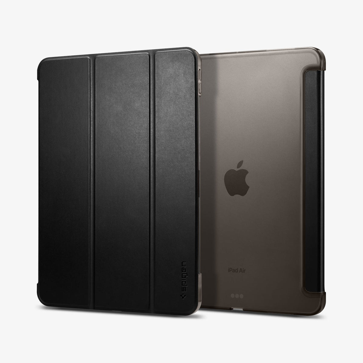 ACS02050 - iPad Air 11-inch- Smart Fold showing front and rear view of Smart Fold case in black displaying folio cover and clear back panel