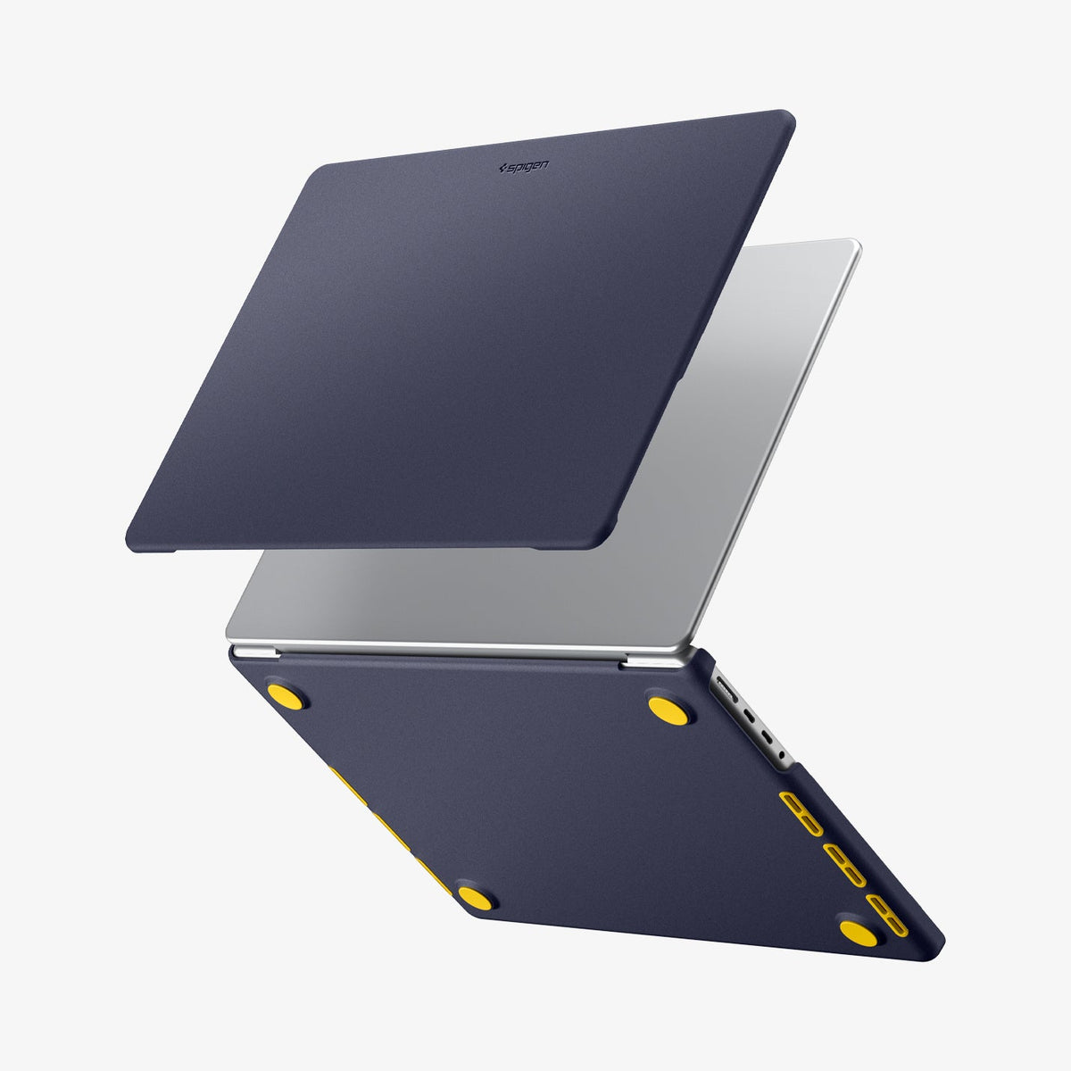 ACS11271 - MacBook Pro 14-inch Nano Pop Blueberry Navy showing a protective laptop case with separate top and bottom covers and precise cutouts