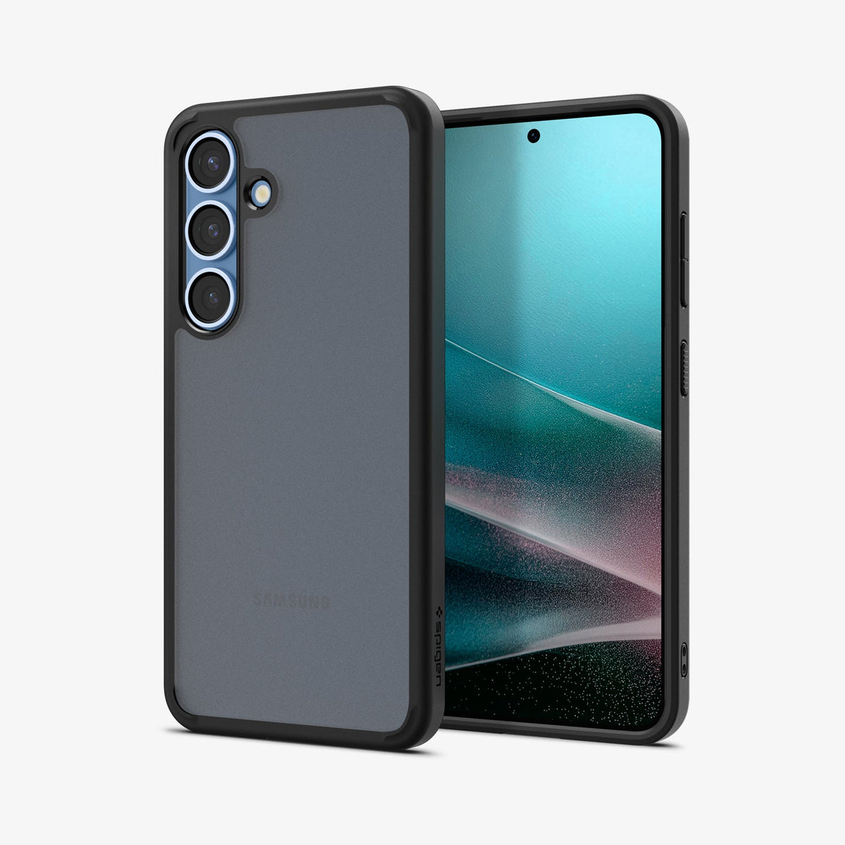 ACS09007 - Galaxy S25 Case Ultra Hybrid in Frost Black showing the back, partial front and sides