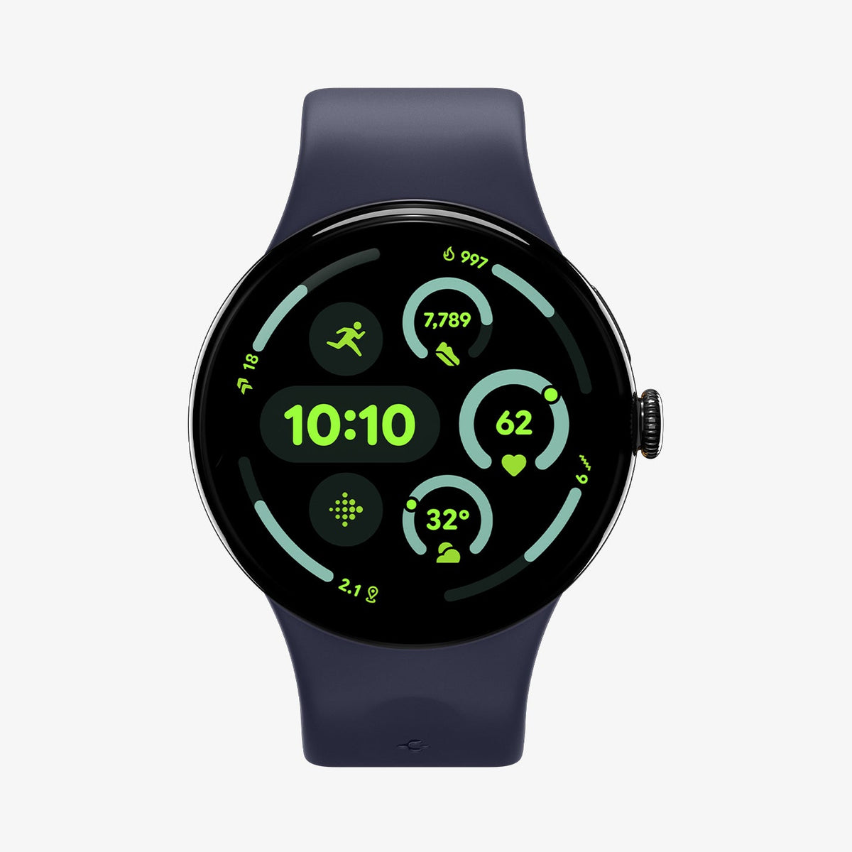AMP09485 - Pixel Watch 4 (41mm) Nano Pop in Blueberry Navy showing the front