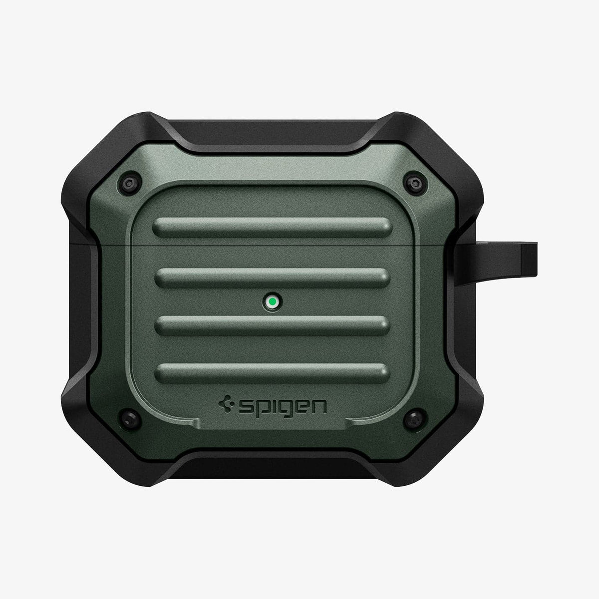 ASD01988 - Apple AirPods 3 Case Tough Armor in military green showing the front