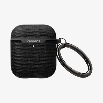 074CS27030 - Apple AirPods 1 / 2 Case Urban Fit in black showing the front and carabiner