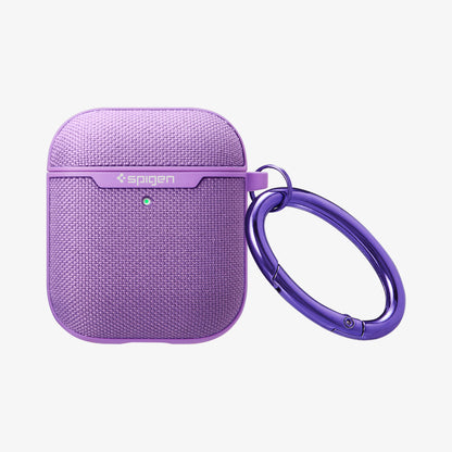 074CS27599 - Apple AirPods 1 / 2 Case Urban Fit in purple showing the front and carabiner