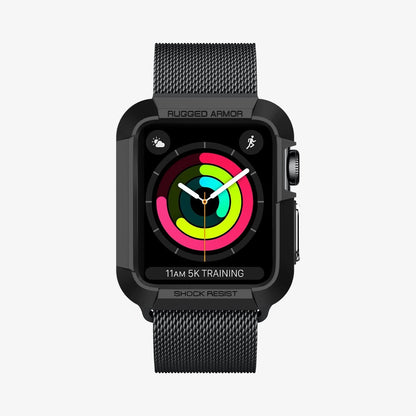 SGP11496 - Apple Watch Series (Apple Watch (42mm)) Case Rugged Armor in black showing the front