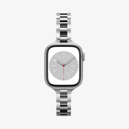 AMP06357 - Apple Watch (41mm) Modern Fit 316L Band in Silver showing the front and sides