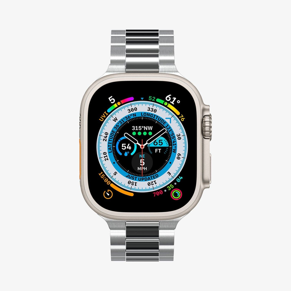 AMP06356 - Apple Watch Series (Apple Watch (49mm)/Apple Watch (45mm)/Apple Watch (42mm)) Watch Band Modern Fit 316L in silver showing the front