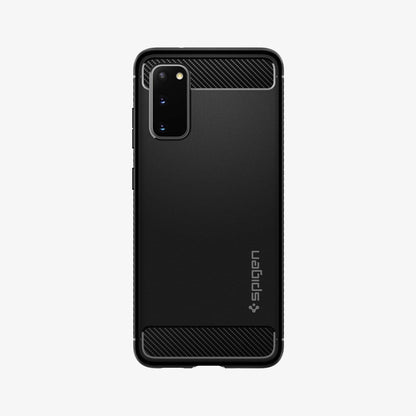 ACS00790 - Galaxy S20 Rugged Armor Case in black showing the back