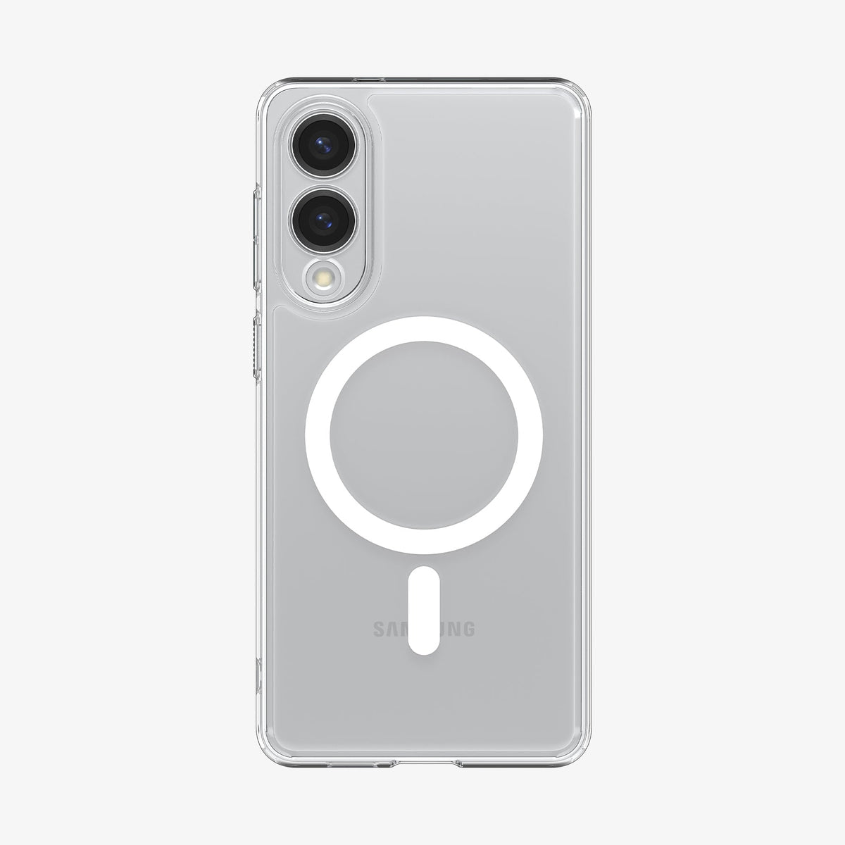 ACS09418 - Galaxy S25 Edge Case Ultra Hybrid (MagFit) in Clear White showing the back