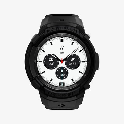 ACS03833 - Galaxy Watch 4 Classic (42mm) Case Rugged Armor Pro in black showing the front