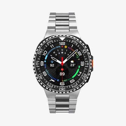 ACS10014 - Galaxy Watch 8 46mm Bezel Tune in black showing the front