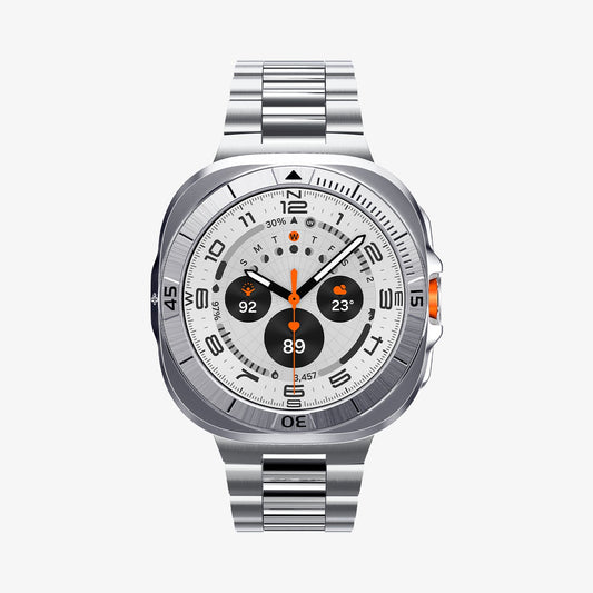 ACS08828 - Watch Ultra (47mm) Case Bezel Tune Pro in Silver showing the front and sides