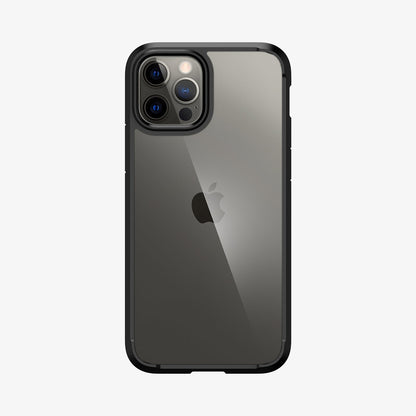 ACS01703 - iPhone 12 Pro / 12 Case Ultra Hybrid in matte black showing the back
