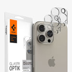AGL06912 - iPhone 16 Pro / 16 Pro Max Optik Lens Protector in crystal clear showing the device, two lens protectors and packaging