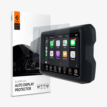 AGL04059 - Jeep Wrangler Screen Protector GLAS.tR SLIM Anti-Glare showing the touch screen display, screen protector and packaging