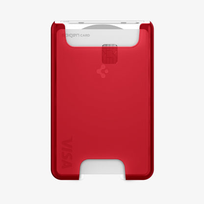 AFA07399 - MagSafe Card Holder Classic C1 (MagFit) in Ruby showing the front with card inserted