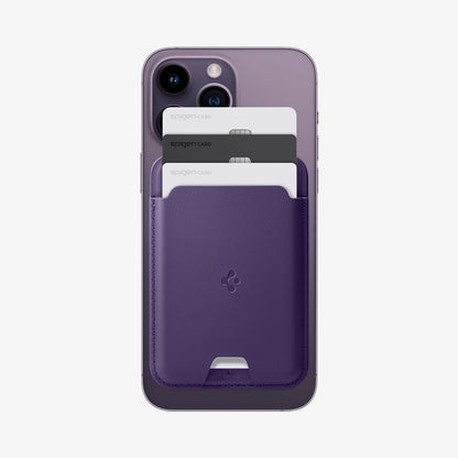 AFA06268 - MagSafe 3 Cards Holder Valentinus (MagFit) in purple showing the front with multiple cards in slot