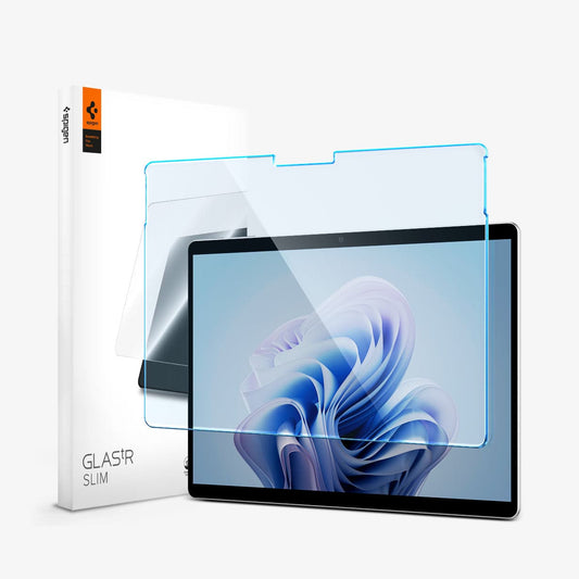 AGL06146 - Microsoft Surface 9 Screen Protector GLAS.tR SLIM showing the device, screen protector and packaging