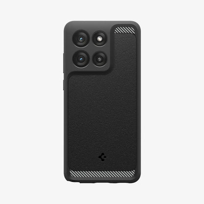 ACS11314 - Spigen Rugged Armor Motorola G Stylus 2026 case in Matte Black back view with carbon-fiber accents and quad camera cutout