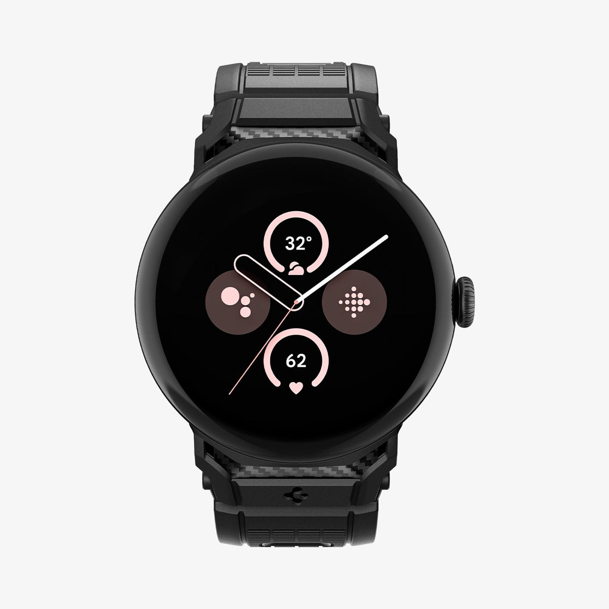 AMP07600 - Pixel Watch 4 (45mm) Series Rugged Band in black showing the front
