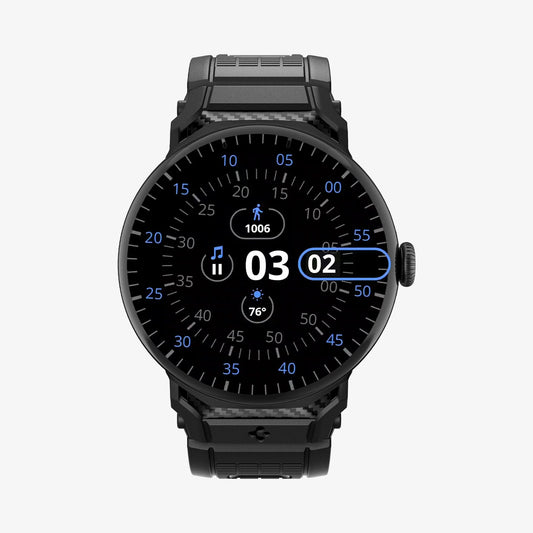 AMP07600 - Pixel Watch 5 (45mm) Rugged Band Matte Black showing the front and sides
